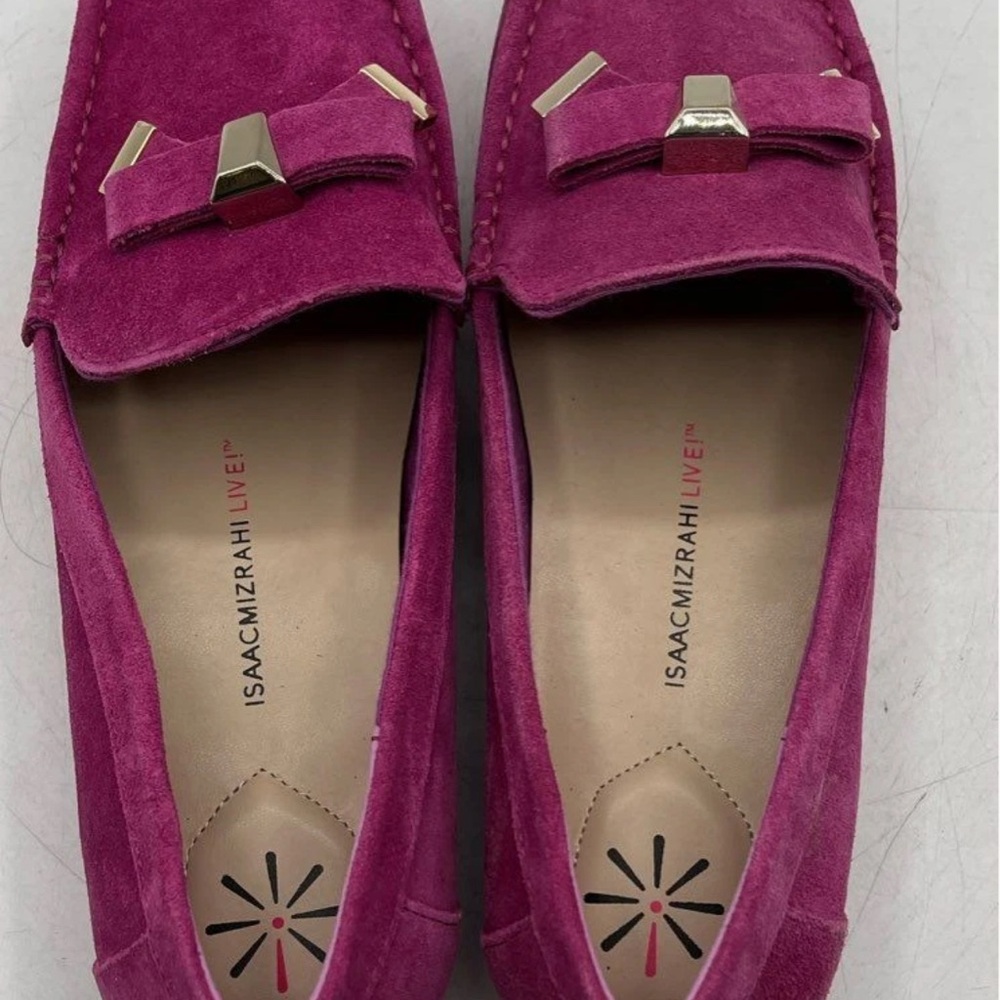 Isaac Mizrahi Magenta Suede Loafers - Picture 2 of 5